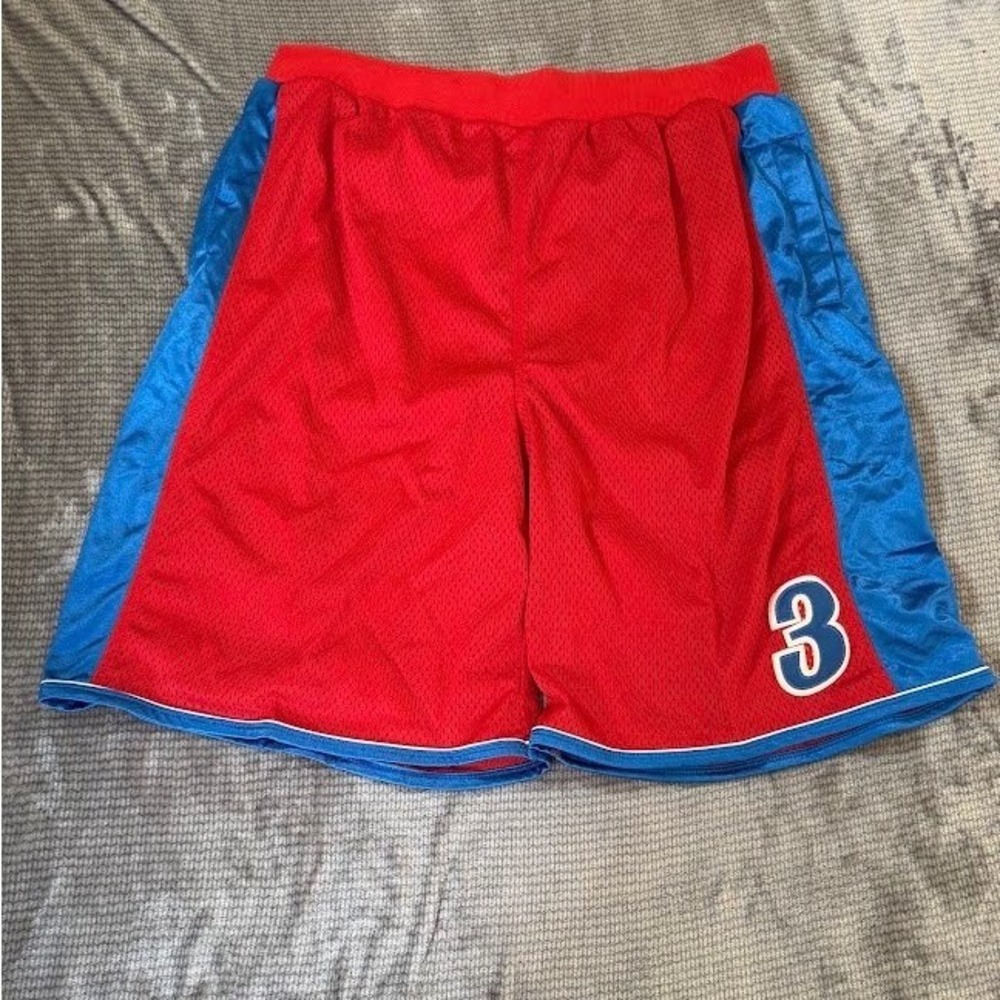 Delf Mens Mesh Basketball Shorts Red Blue Number 3 Athletic 2XL NWT 36X10
